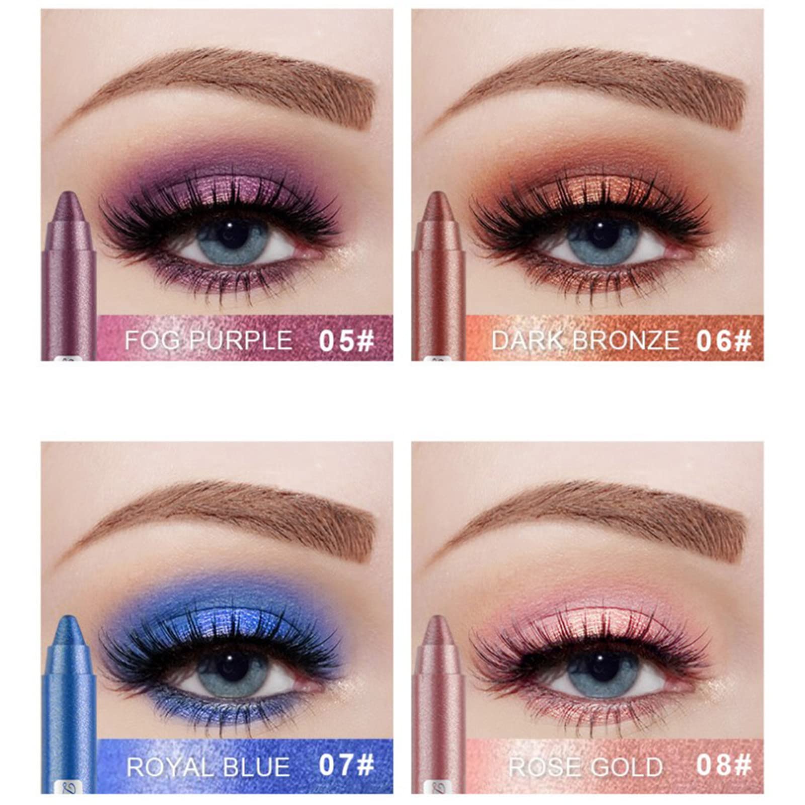 Juego de 12 barras de sombra de ojos, barra de sombra de ojos con purpurina de larga duración, impermeable, barras de colores brillantes, lápiz de sombra de ojos metálico, lápiz de crayón 7
