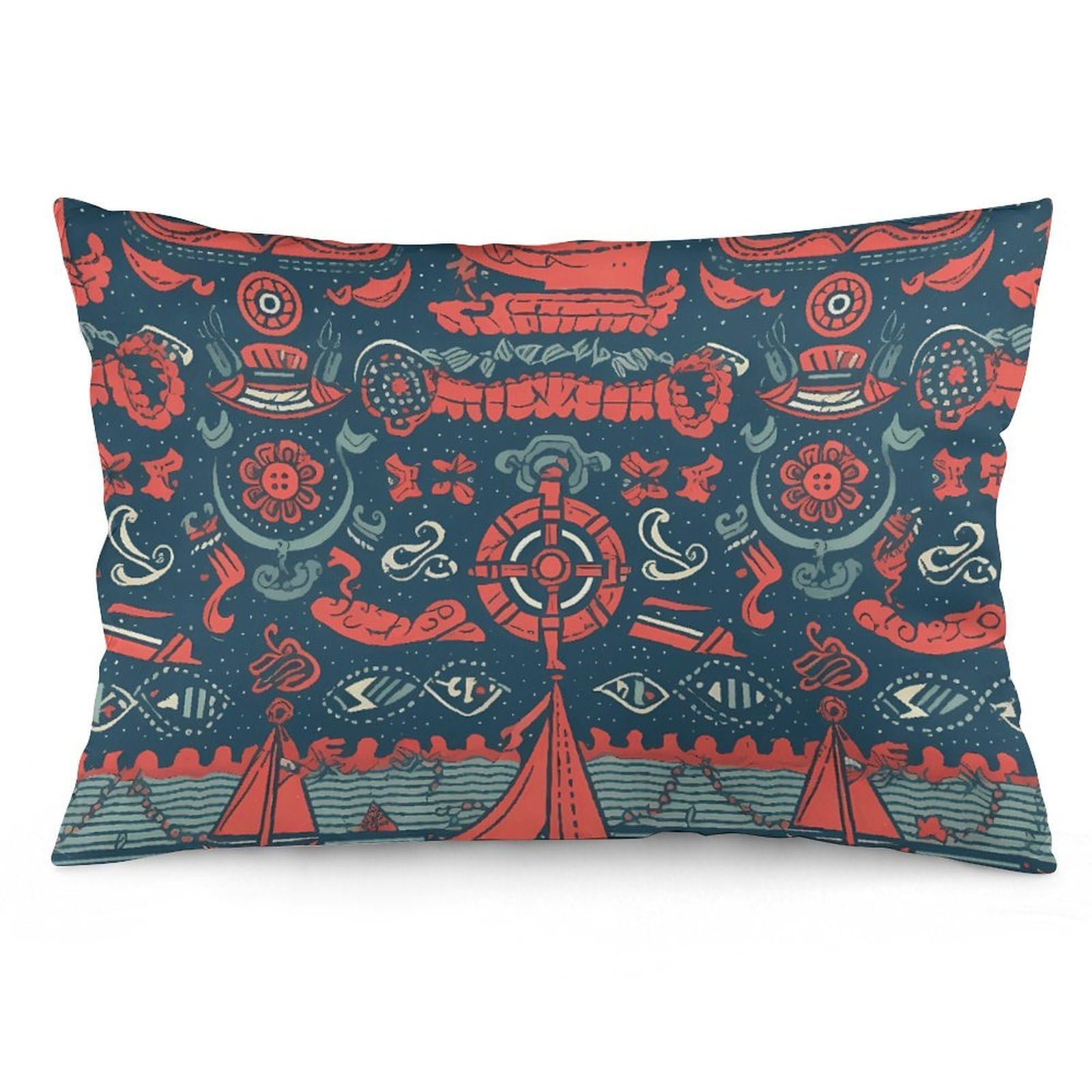 NTVOWPZO 2 Pack Decoration Throw Pillow Covers 20"x30" Pillowcases Covers Sailboat Pattern Pillowcases Modern Farmhouse Home Decor Sofa Cushions Covers for Couch Bed Living Room