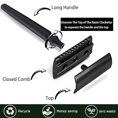 Miniatura 3 de Kit de maquinilla de afeitar de doble filo de seguridad de 2 capas de acero inoxidable, taza de afeitar, jabón de afeitar, crema de afeitar, cepillo