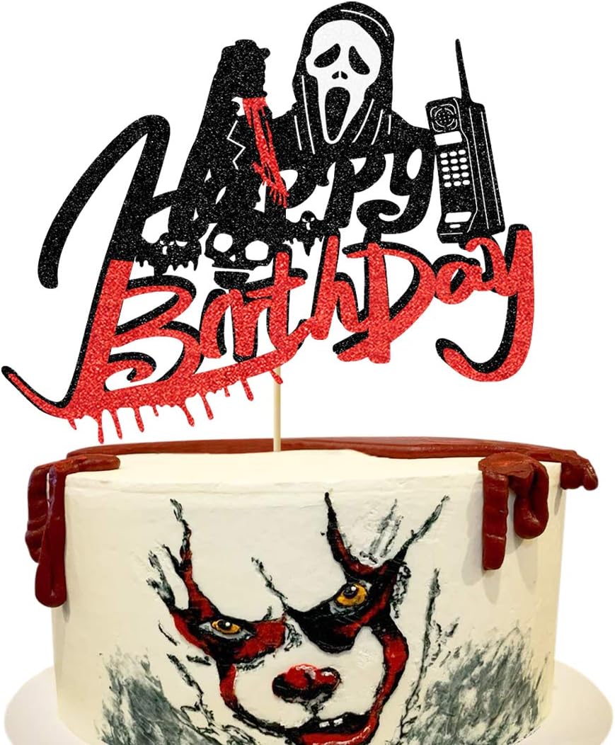 Killer Cake Topper Death Theme Party Decorations Killer Birthday Cake Topper Party Decorations Halloween Grim Reaper Zombie Vampire Party Decorations Supplies