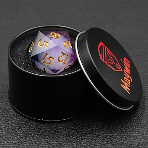 Miniatura 5 de Dados Dungeons and Dragons DND D20, juego de dados de núcleo líquido D&D de 1.31 pulgadas D20 de gran tamaño D20 de resina de borde afilado con