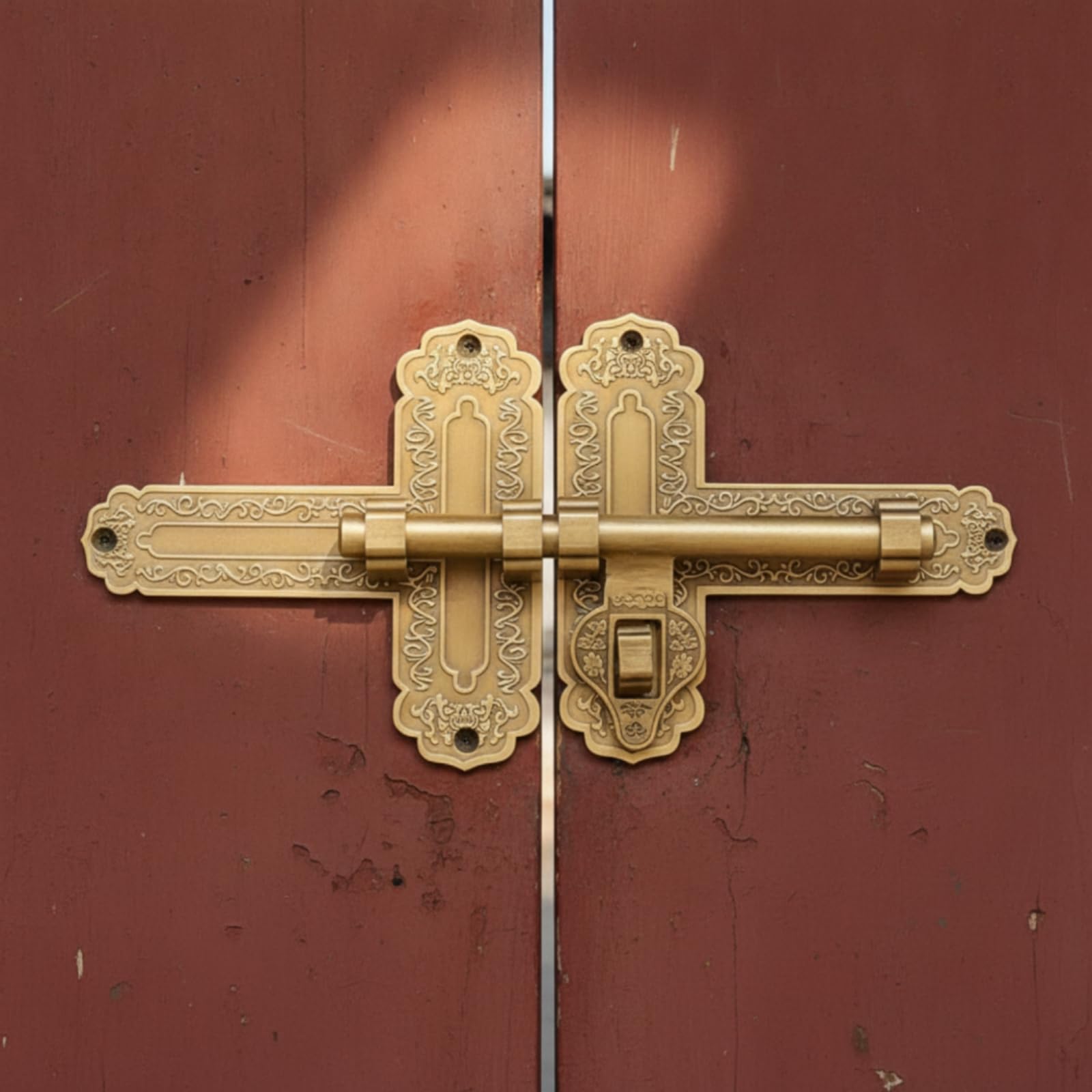 Cerrojo Puerta con Cierre con Llave corativo Cerrojo Puerta Antiguo Pasador para Patio, Bronce, 40cm
