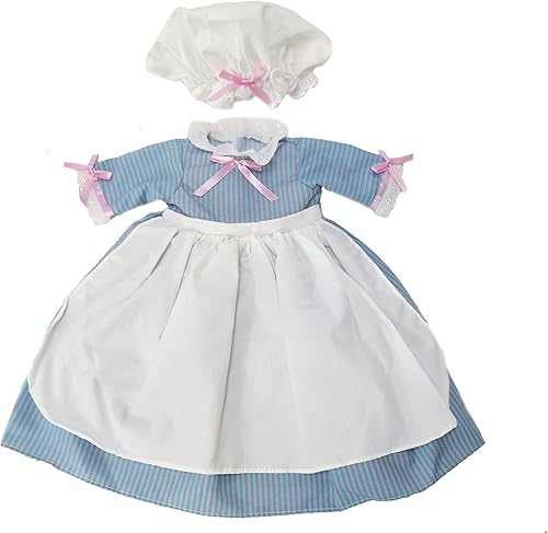 Miniatura 3 de American Fashion World Juego de vestido colonial azul y blanco para muñecas de 18 pulgadas  Sombrero incluido  Calidad premium y diseño moderno
