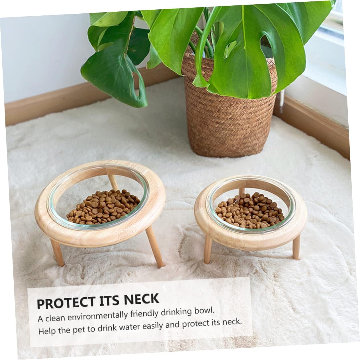 Milisten 1Set Household Pet Glass Bowl Feeder with Stand for Cats and Dogs Easy to Water and Food Dish