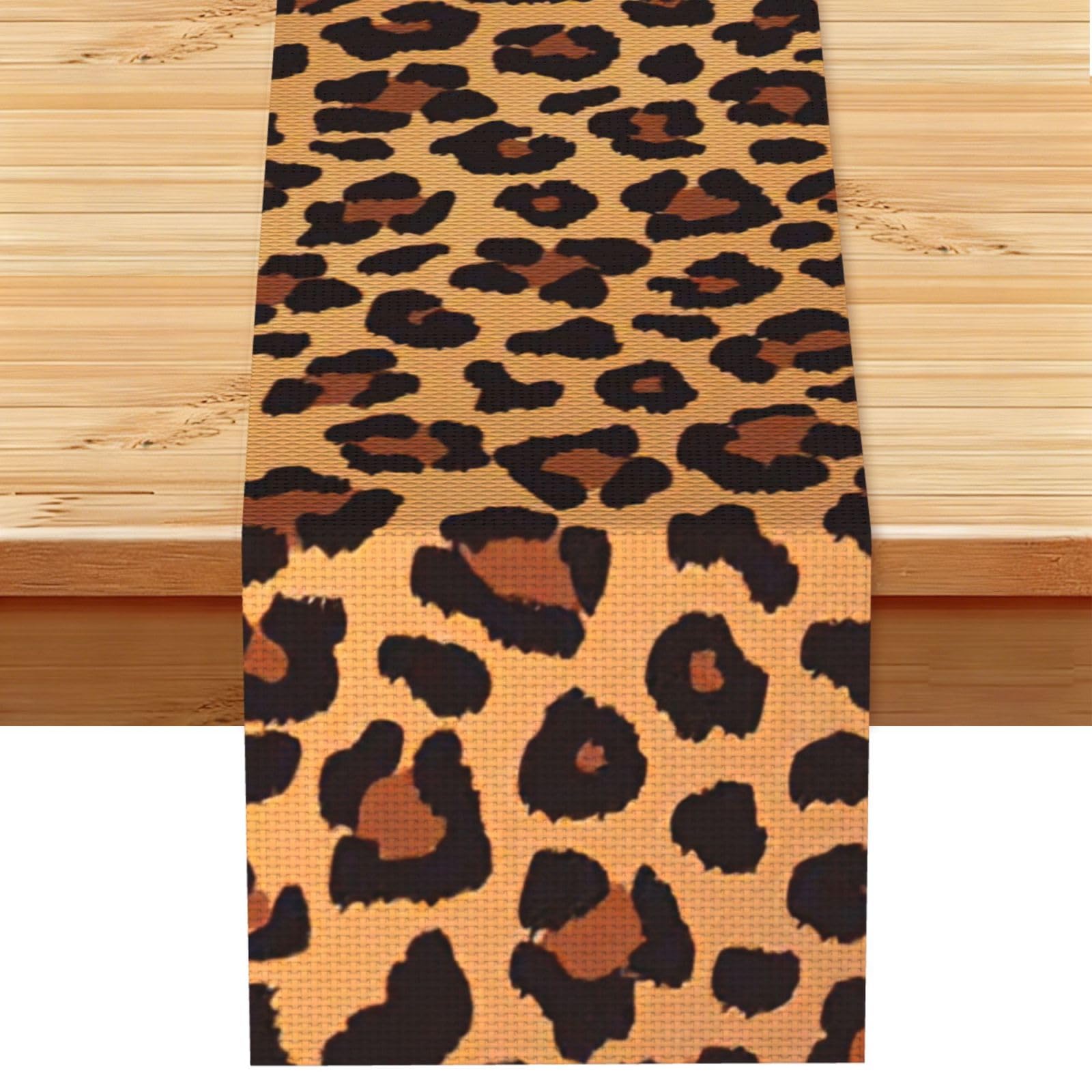 Aacxzff Black Linen Leopard Pattern Print Table Runner For Everyday Use,Special Occasions,Wedding Birthday Home Decor