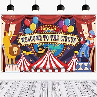Circus Theme Backdrop, Welcome to The Carnival Backdrop for Circus Carnival Party Decorations Supplies, Circus Birthday Banner, Circus Animals Party Decoration (6x3.6ft)