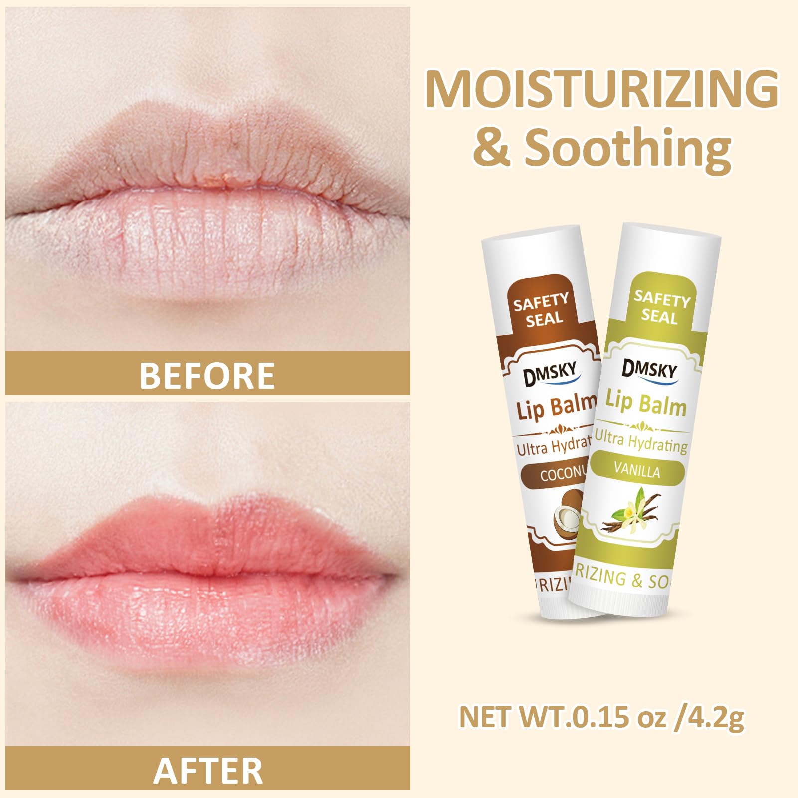 DMSKY Hydrating Lip Balm with Vitamin E and Coconut Oil