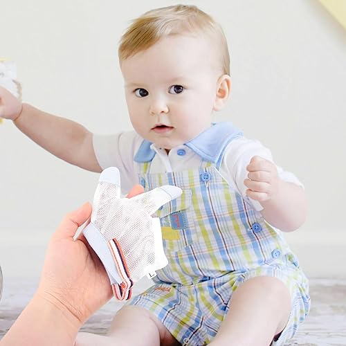 Miniatura 2 de Guantes de dedo para bebé, 2 pares de protectores para chupar el pulgar para niños pequeños, guantes anticomer, guantes de nailon para bebés y niñas