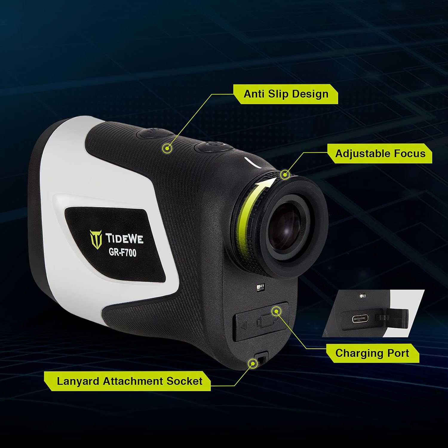 TIDEWE Golf Rangefinder with Slope,Golf Range Finder Magnetic Holder,700Y Flag Pole Locking Multi Functional Laser Rangefinder with Rechargeable Battery for Golfing & Hunting (White) : Sports & Outdoors