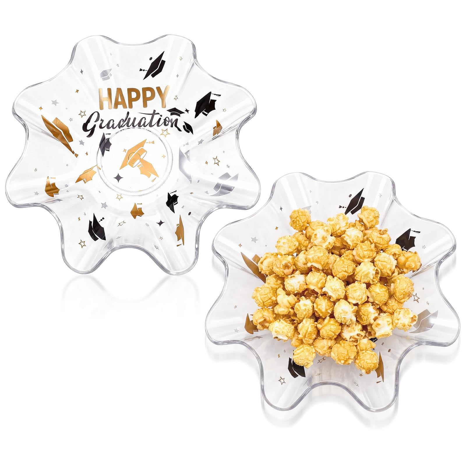Tioncy 2 Pcs Graduation Bowls Plastic Graduation Party Serving Dish 8 Inch Class of 2026 Grad Cap Toss Candy Bowls Reusable for Food Snack Fruit Tableware for Grad Party Supplies and Decoration