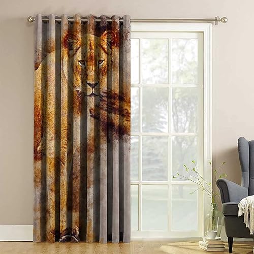 Miniatura 3 de Lioness - Cortinas de arte de aspecto salvaje para sala de estar, 1 panel, 59 pulgadas de ancho x 80 pulgadas de alto