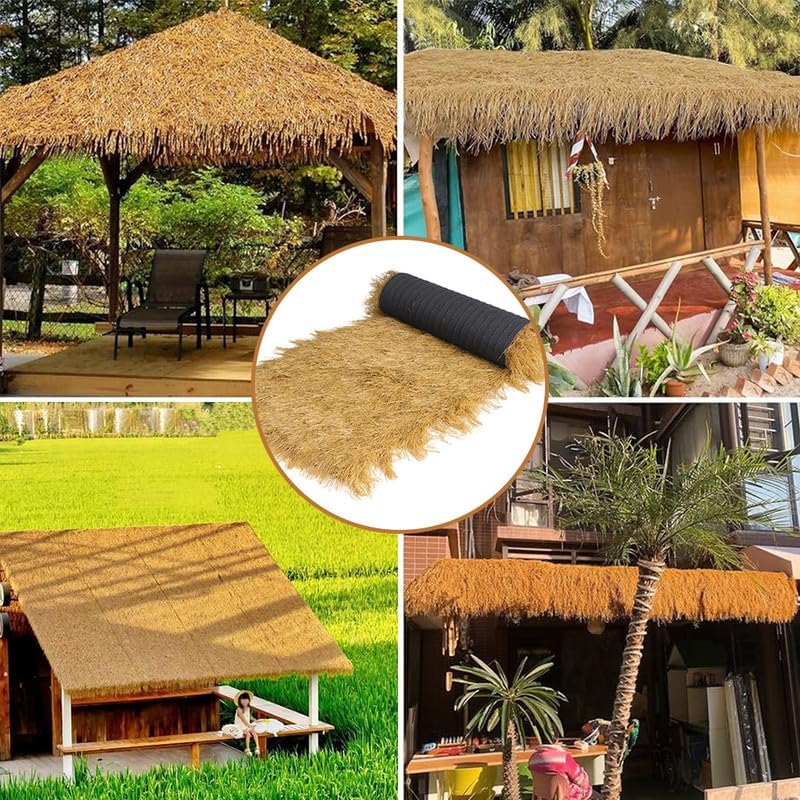 ALTRUISTIC Thatch Roof,6.7Inch Pile Height Realistic Artificial Thatch Straw Roof Roll for Tiki Hut, Tiki Bar & Gazebo,Decorative Thatch Roofing Material Roof Cover Custom Size