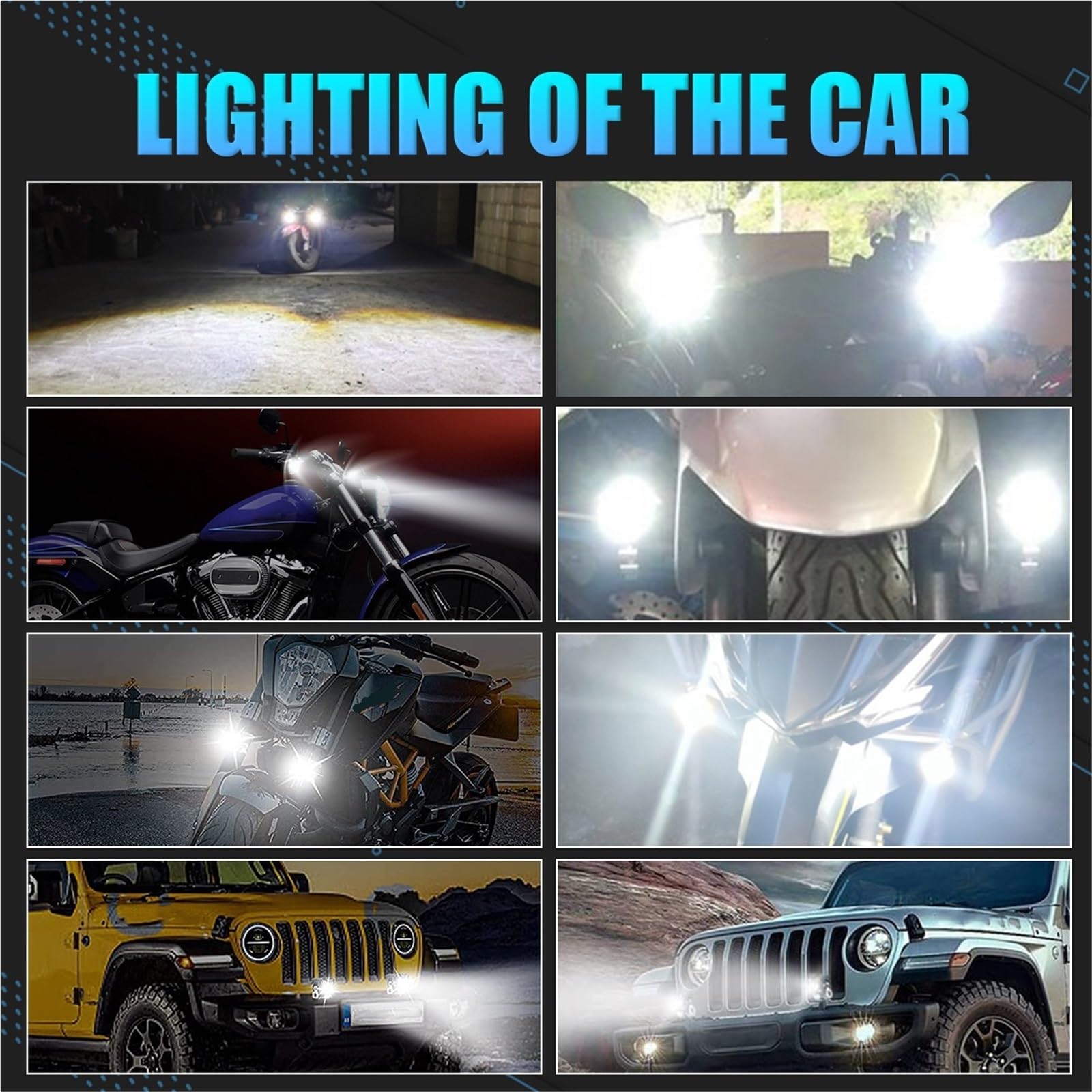 LED Oświetlenie pomocnicze 3-calowe Robocze LED ATV SUV 12V 24V | Kwadratowy Okrągły Reflektor Samochodowy Halo Do Motocykla Angel Eyes Światła Do Jazdy(2pcs white and blue)