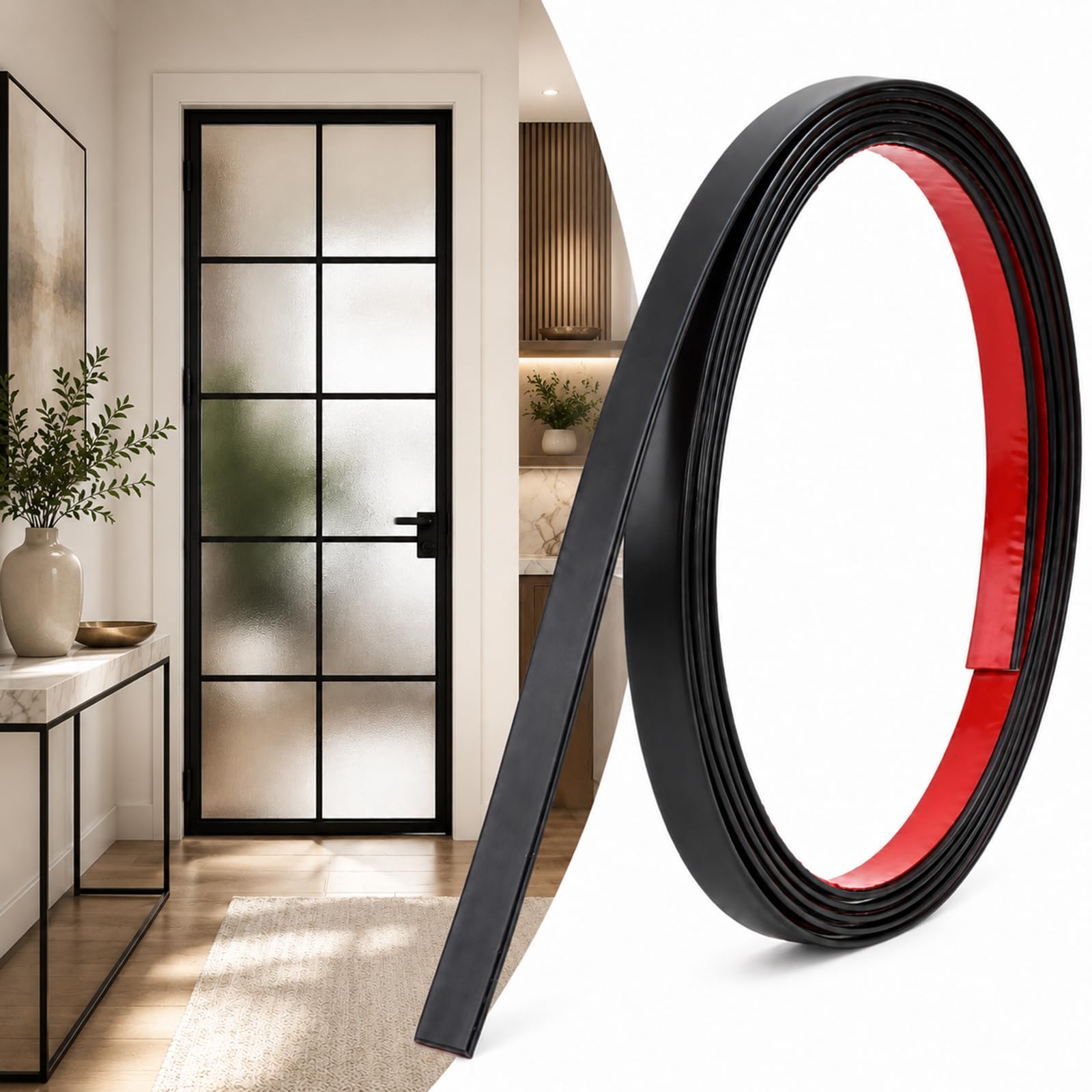 Wall Trim Peel And Stick Molding Frame PVC Molding Trim Black,W 2cm* L 2m