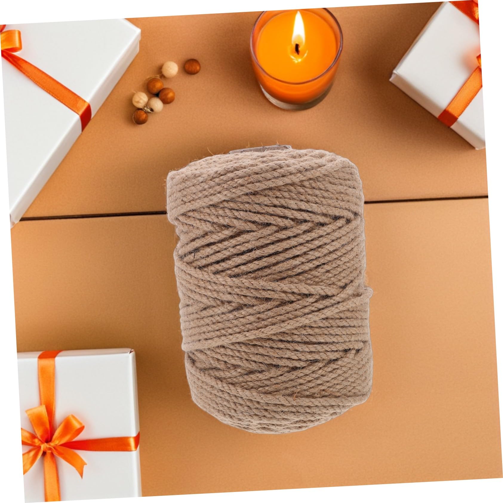 Tofficu Ficelle de Jute Naturelle Tressée pour Emballage de Colis Ficelle Décorative Bohème Corde à Tisser