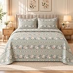 BSB HOME 240 TC Premium Floral Printed Double Bedsheet with 2 Pillow Covers, Soft Breathable King Size Bed Sheet, Elegant Bedroom Decor, Comfortable Care – 90 x 100 Inches (229 x 254 cm) – Mist Sage