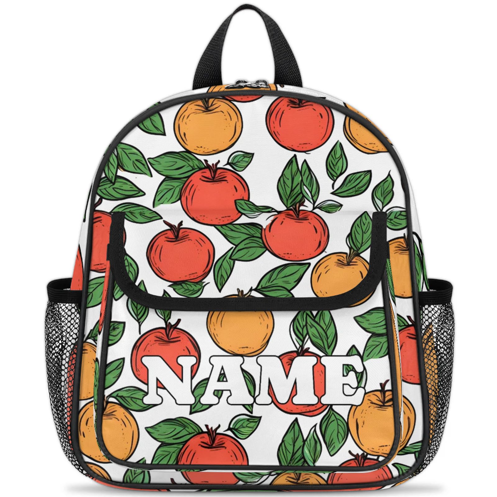 Obtravar Colorful Fruit Apples Custom Name Backpack Waterproof Personalized Casual Travel Mini Backpacks with Zipper,13.4 Inch