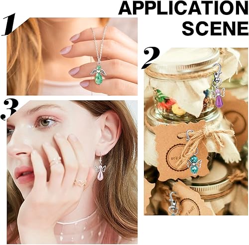 Miniatura 6 de SUNNYCLUE 1 caja de 60 cuentas de ángel con cuentas de ángel guardián, alas de cristal facetado para hacer joyas, regalo de fiesta, bricolaje,