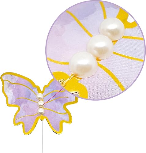 Miniatura 6 de AimtoHome Decoración dorada para cupcakes con forma de corazón con purpurina para fiestas, decoración de postres, paquete de 50