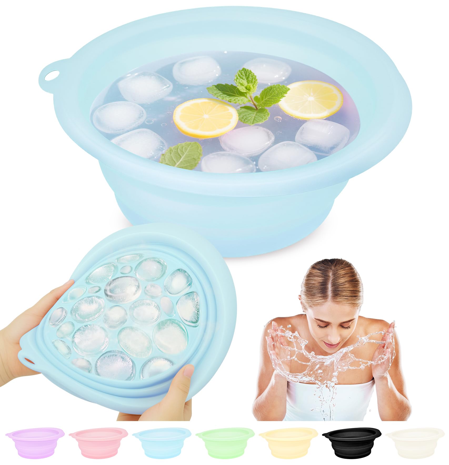 Ciotola Pieghevole Per Face Ice Bath In Silicone | Portatile Per Viso, Antigonfiore, Per Cura Della Pelle E Relax, Accessorio Da Viaggio