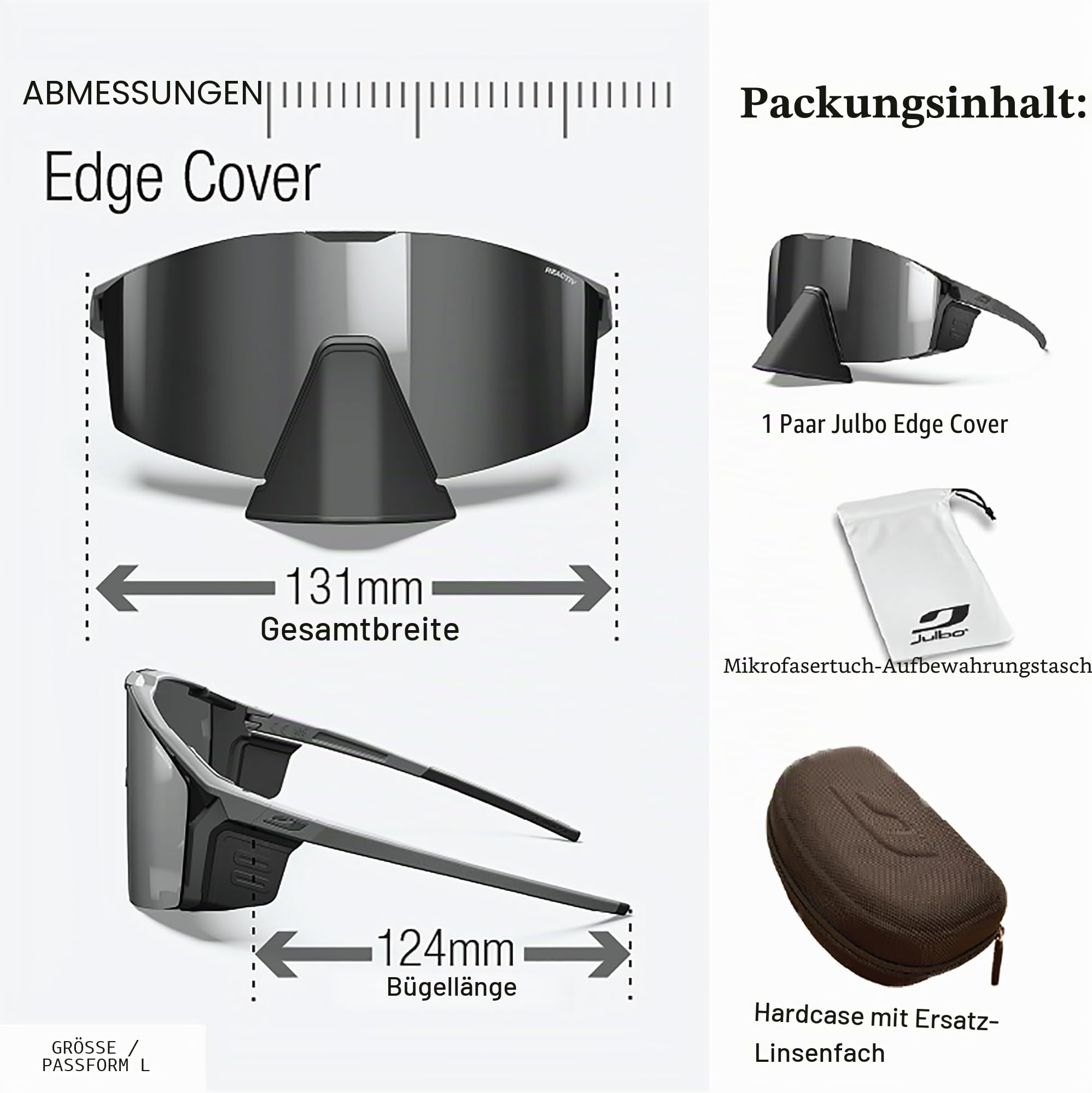 Julbo Damen und Herren EDGE COVER Sonnenbrille Bergsteigen, Wandern, Trekking, Segeln
