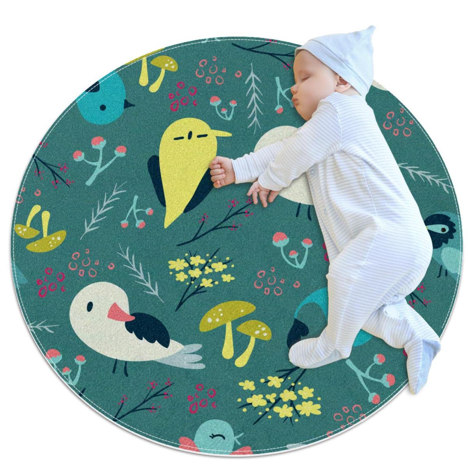 Tapis de jeu enfants rond résistant 80x80cm pour isoler les petits du sol froid
