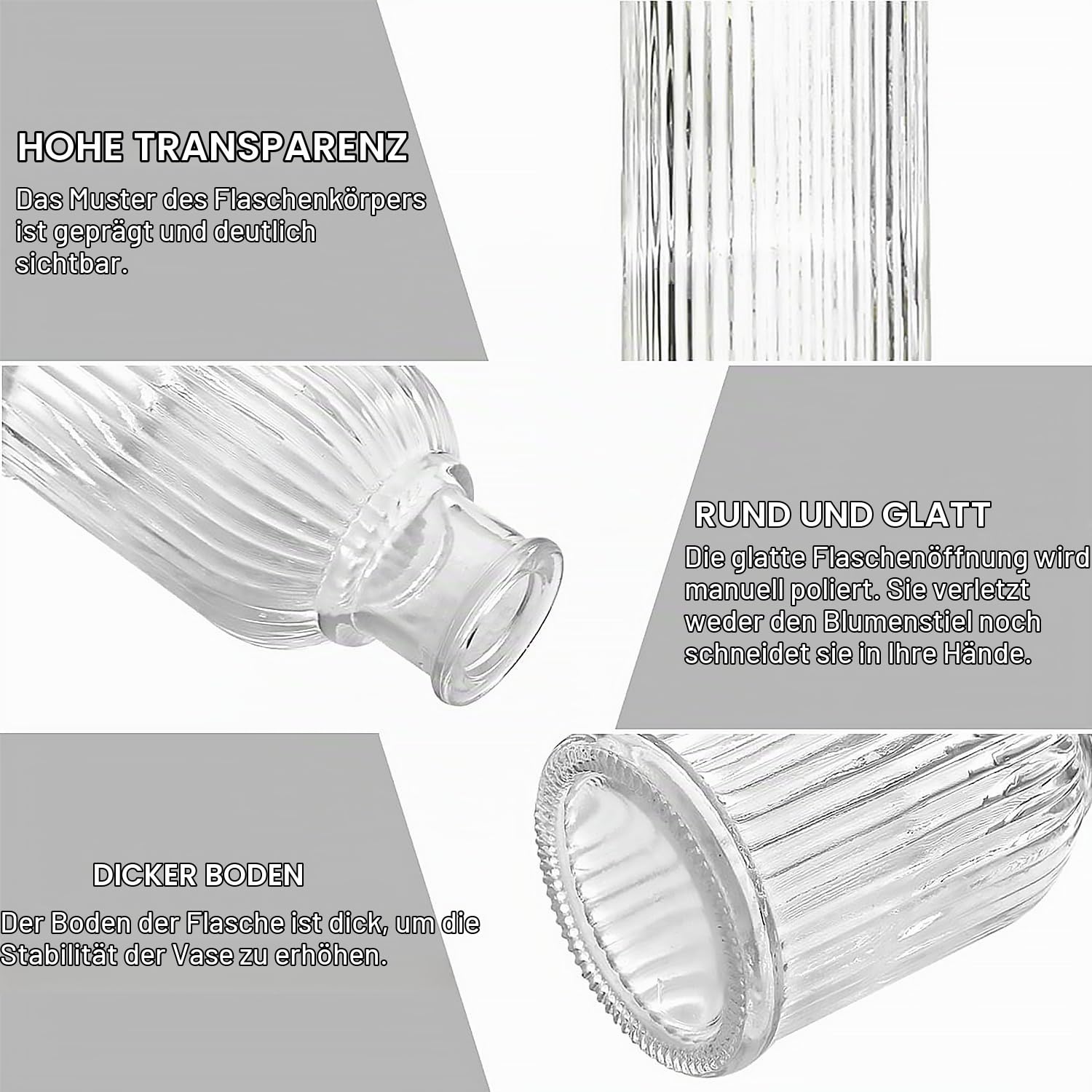 devesanter 24er Set Mini Glasvasen, Vintage Tischdeko Blumenvasen | Kleine Glasbehälter für kreative Arrangements. Perfekt für Hochzeiten, Feiern, Wohnzimmer und Büro als elegante Dekoration.