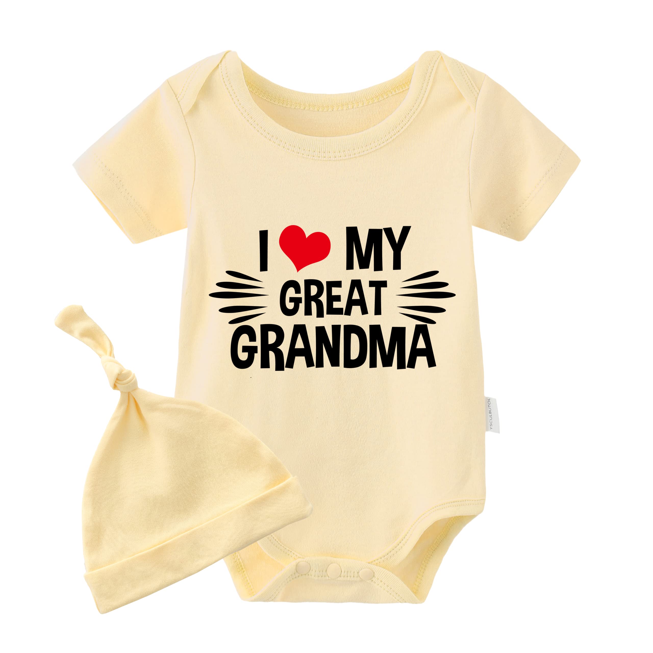 YSCULBUTOL Baby Twins Bodysuit I Love My Great Grandma Infant Baby Clothes Unisex Romper Twin Outfits With Hat