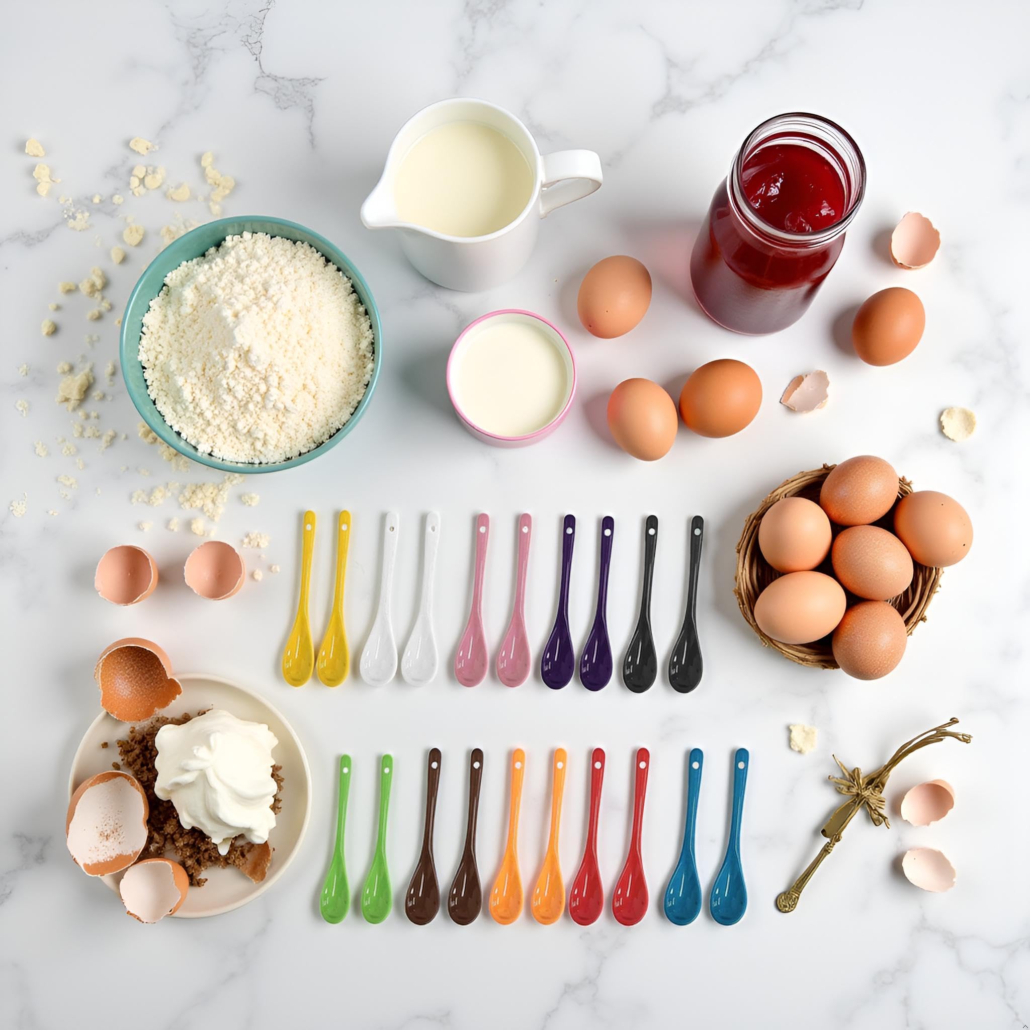 20 Pezzi Cucchiai per Uova in Porcellana, 12cm Cucchiaini da Caffè Particolari, Colori Cucchiai in Ceramica per Tè, Cucchiaio per Dessert, Caffè, Marmellata e Yogurt