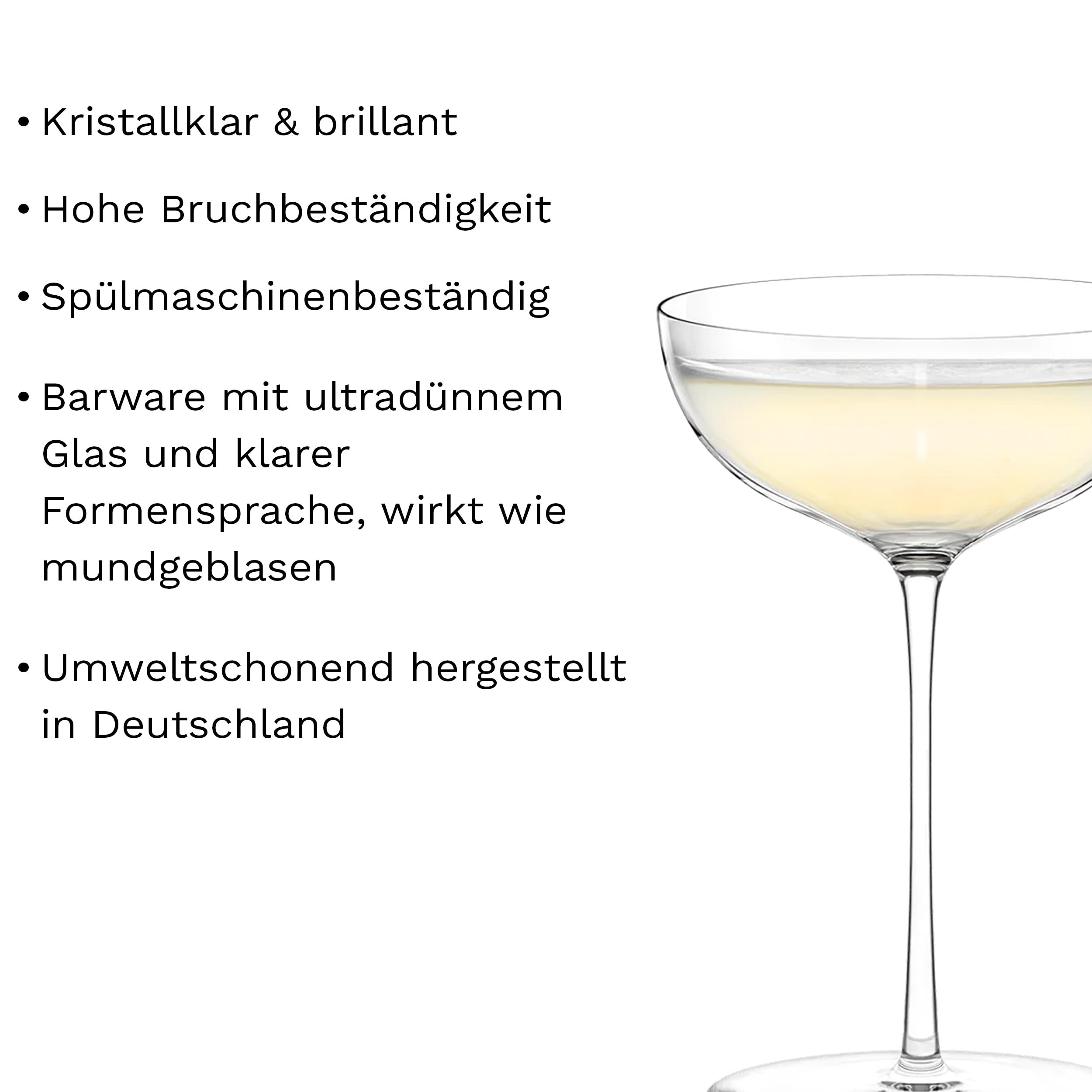 Stölzle Lausitz Kyoto Bar Cocktailschale 6er-Set 320 ml – Elegante Cocktailgläser ideal für Martini & Margarita – Stilvolle Kristallgläser für Cocktails – Spülmaschinengeeignet & stoßfest