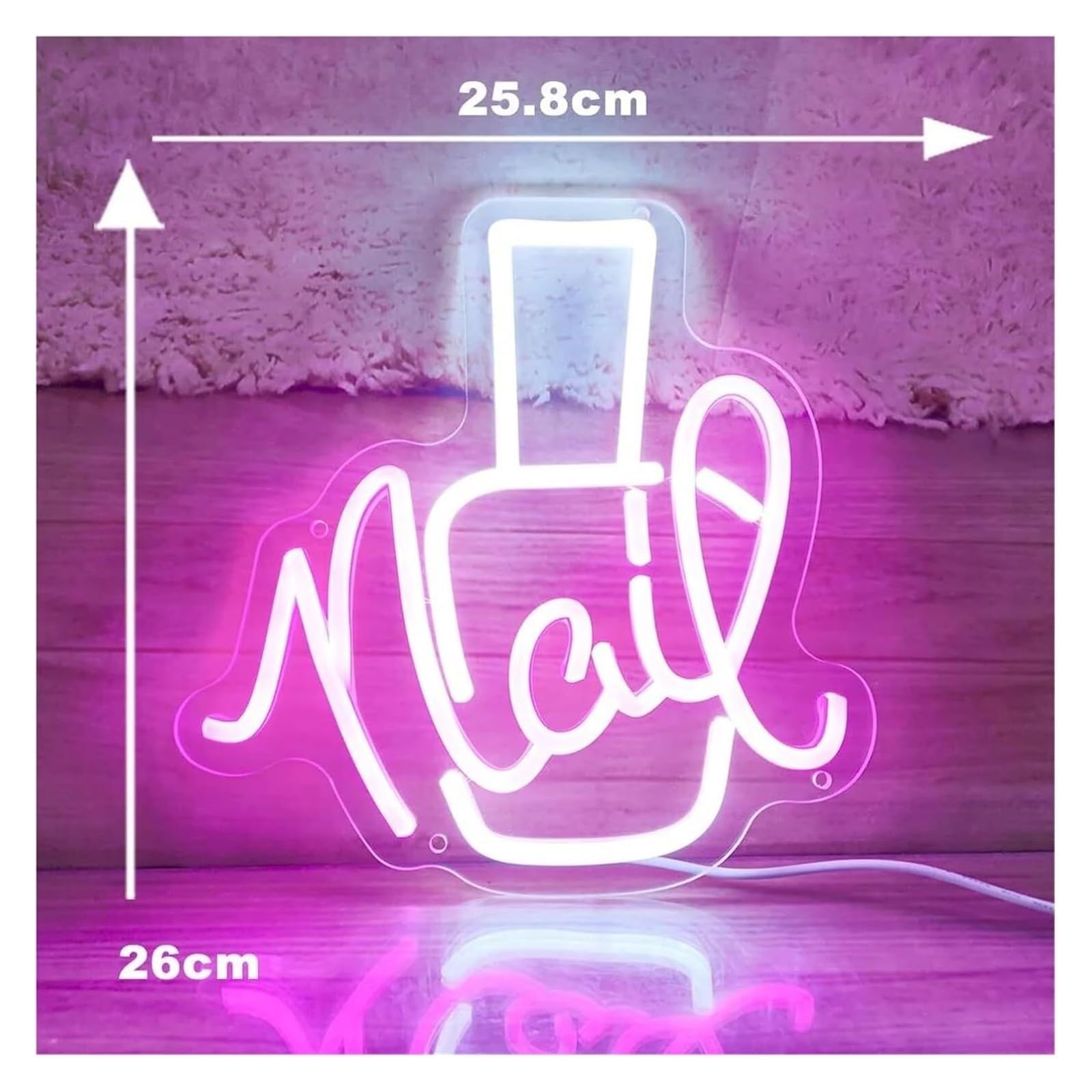 Generisch Neonlampe Lehnwort „Nägel“ für Neon-Maniküre für mit -Beleuchtung für Schlafzimmer, Schönheitssalon, Nagelstudio, Mädchenzimmer