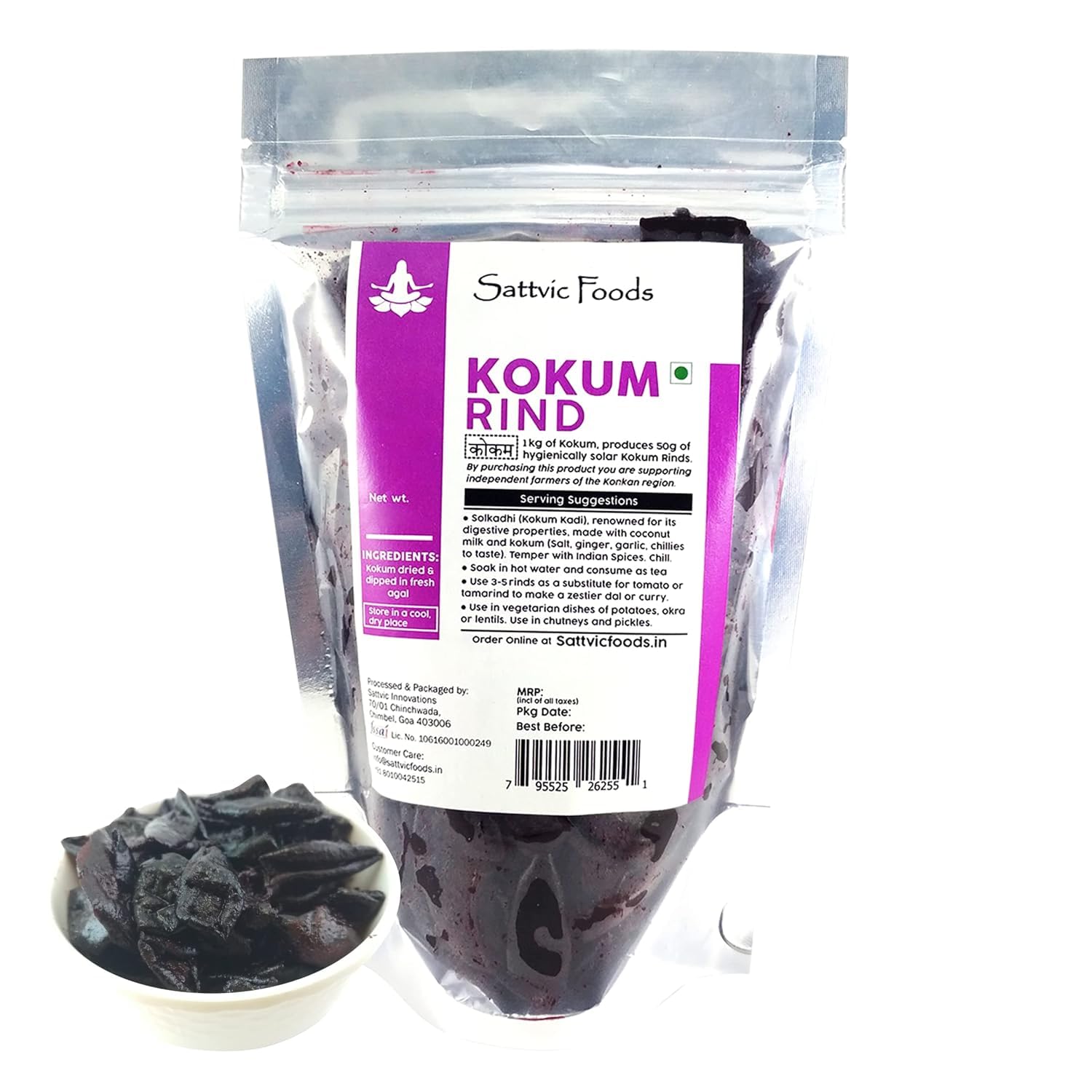 Sattvic Foods Kokum Rinds (250 g) from Farmers of Sindhudurg, Kokum is Rich in Vitamin C & Good for Digestion - Use in Curries, Juices, Syrups