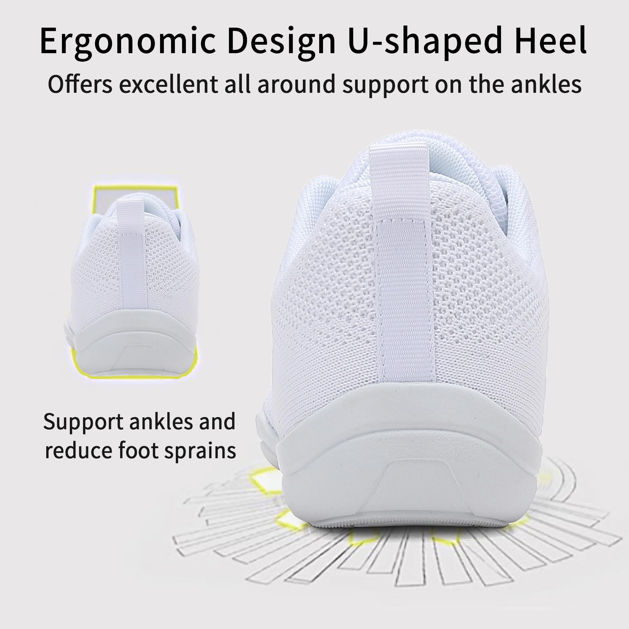 Cheer Scarpe Sportive Multiuso Bianche Traspiranti per Danza Atletica Cheerleading Allenamento e Gara Unisex