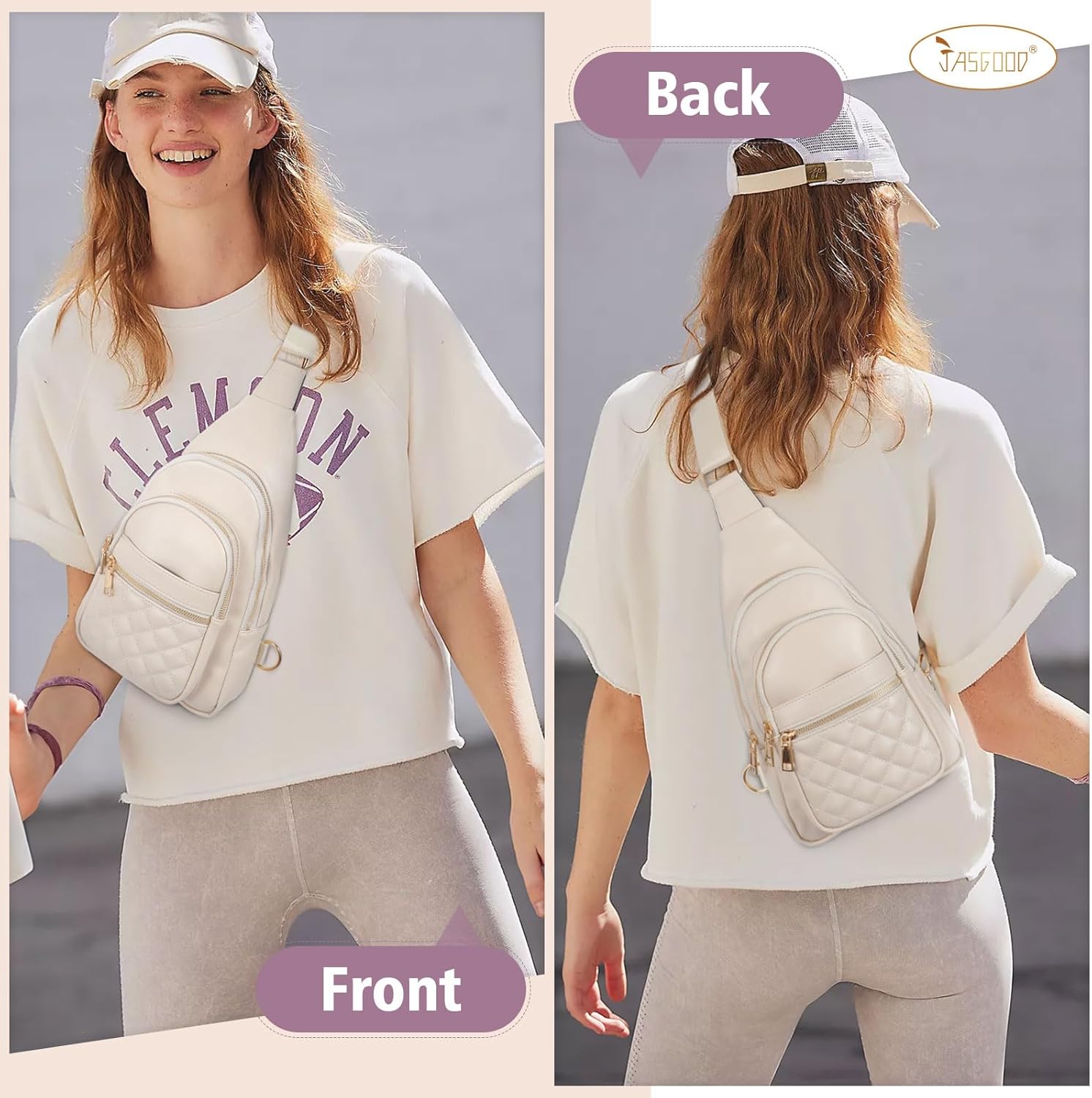 Sling Bag for Women Crossbody Leather Fanny Packs Chest Bag Fashion Sling Backpack Travel JASGOOD - Image 2