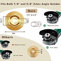 Vista 4 de Juego de 14 discos de tallado de madera para amoladora angular de 4 o 4 1/2 pulgadas, herramienta de tocón, disco de muela con anillo adaptador