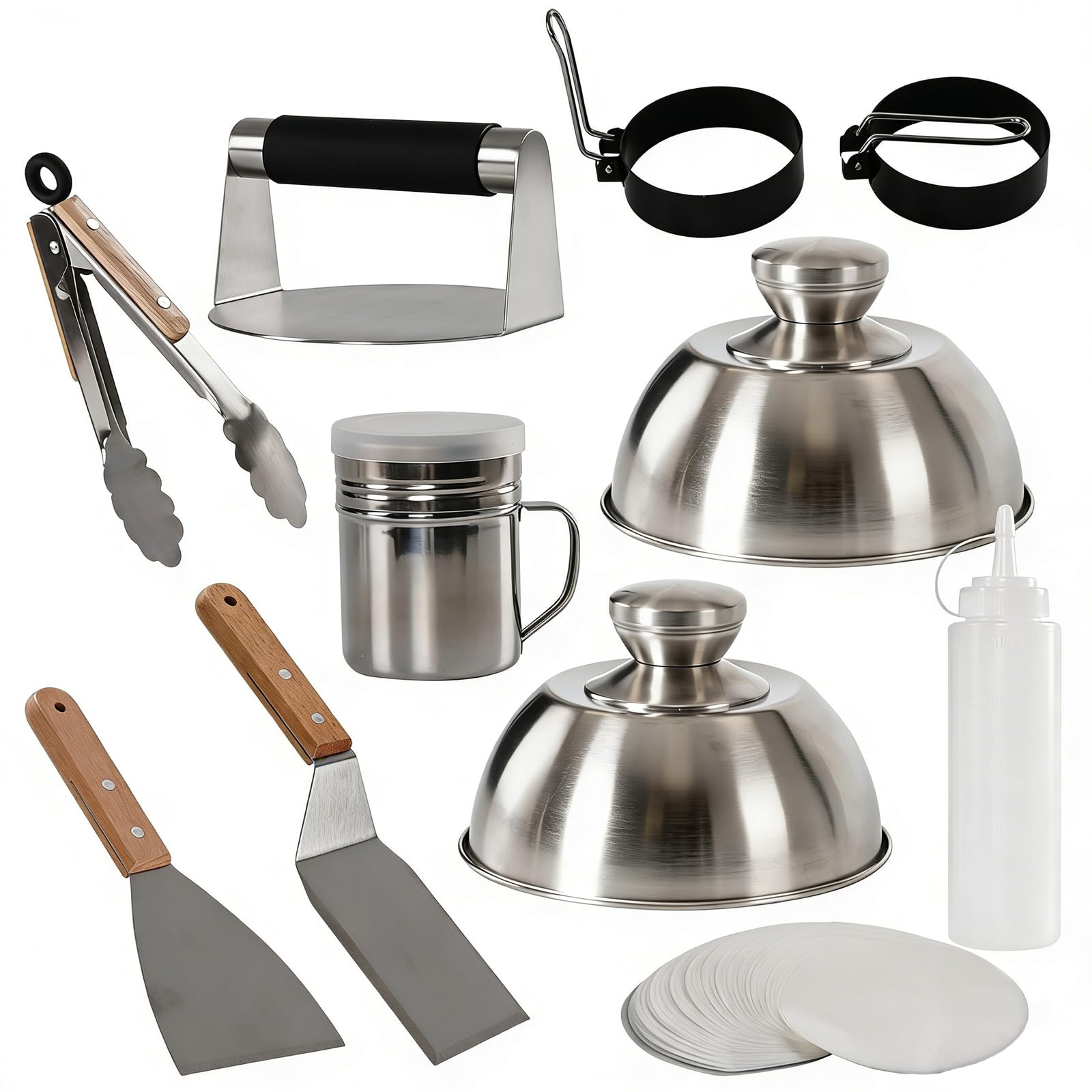 Kit d'accessoires de barbecue 11 pièces pour barbecue, presse à hamburger, kit d'accessoires pour machine à hamburger rapide, kit d'accessoires pour Blackstone, grill à dessus plat, teppanyaki et