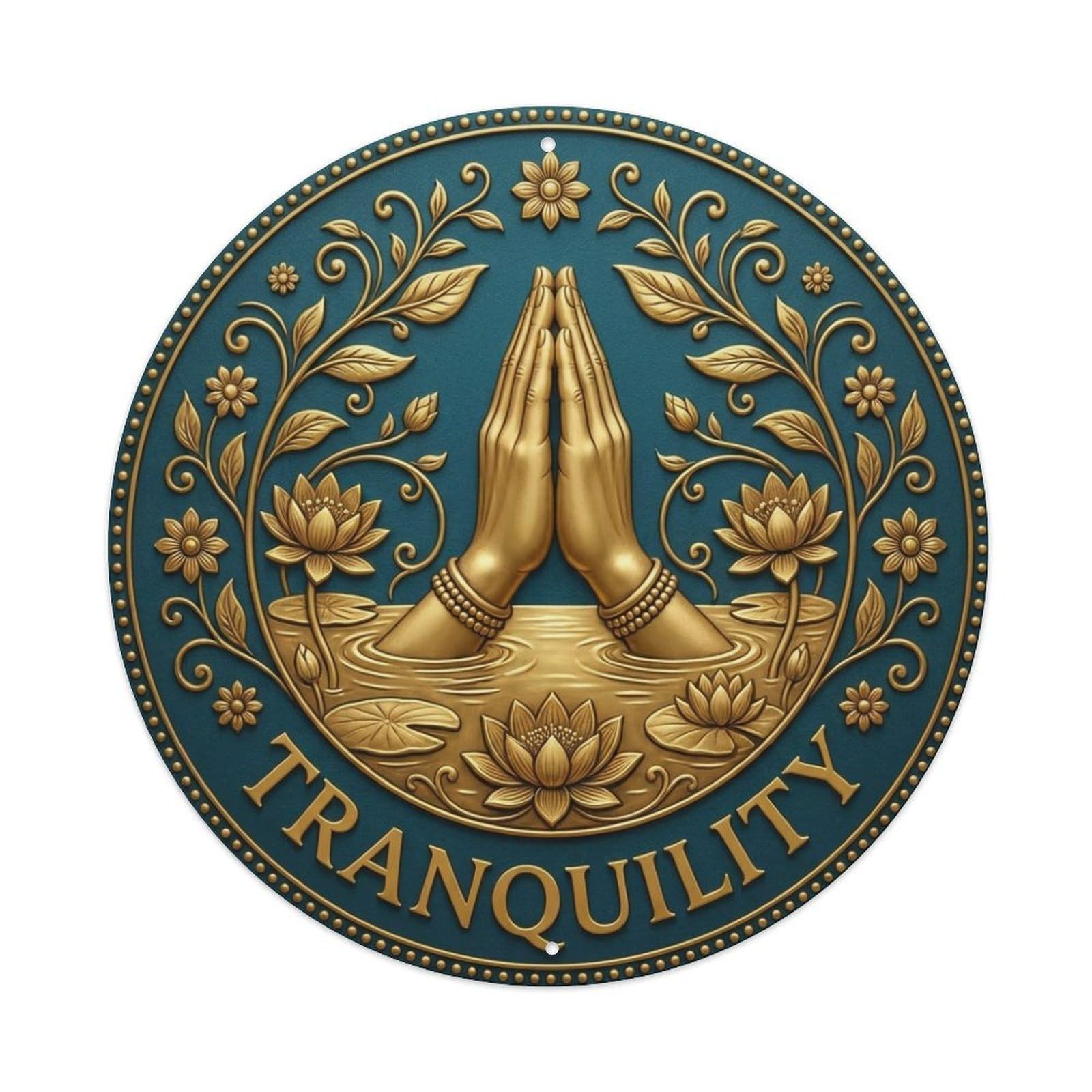Fyrn Style Metal Tin Sign Vintage Namaste Praying Hands Tranquility Flower Zen Yoga