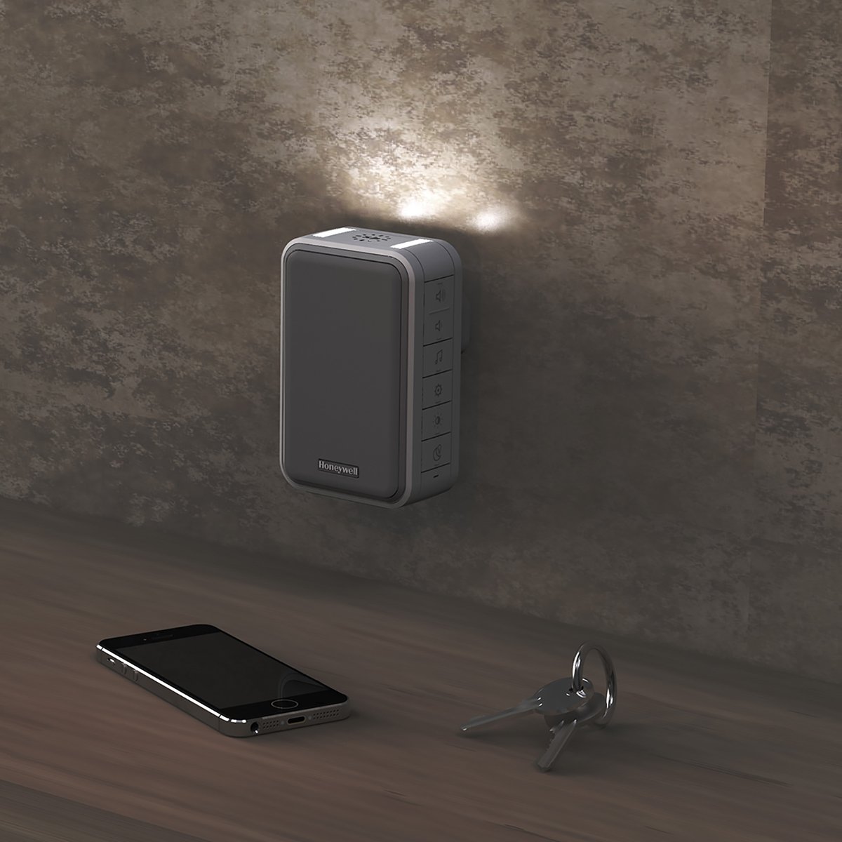 Honeywell Home DC313SP2 Serie 3, Timbre sin Hilo Enchufable con Led y Pulsador (Blanco)
