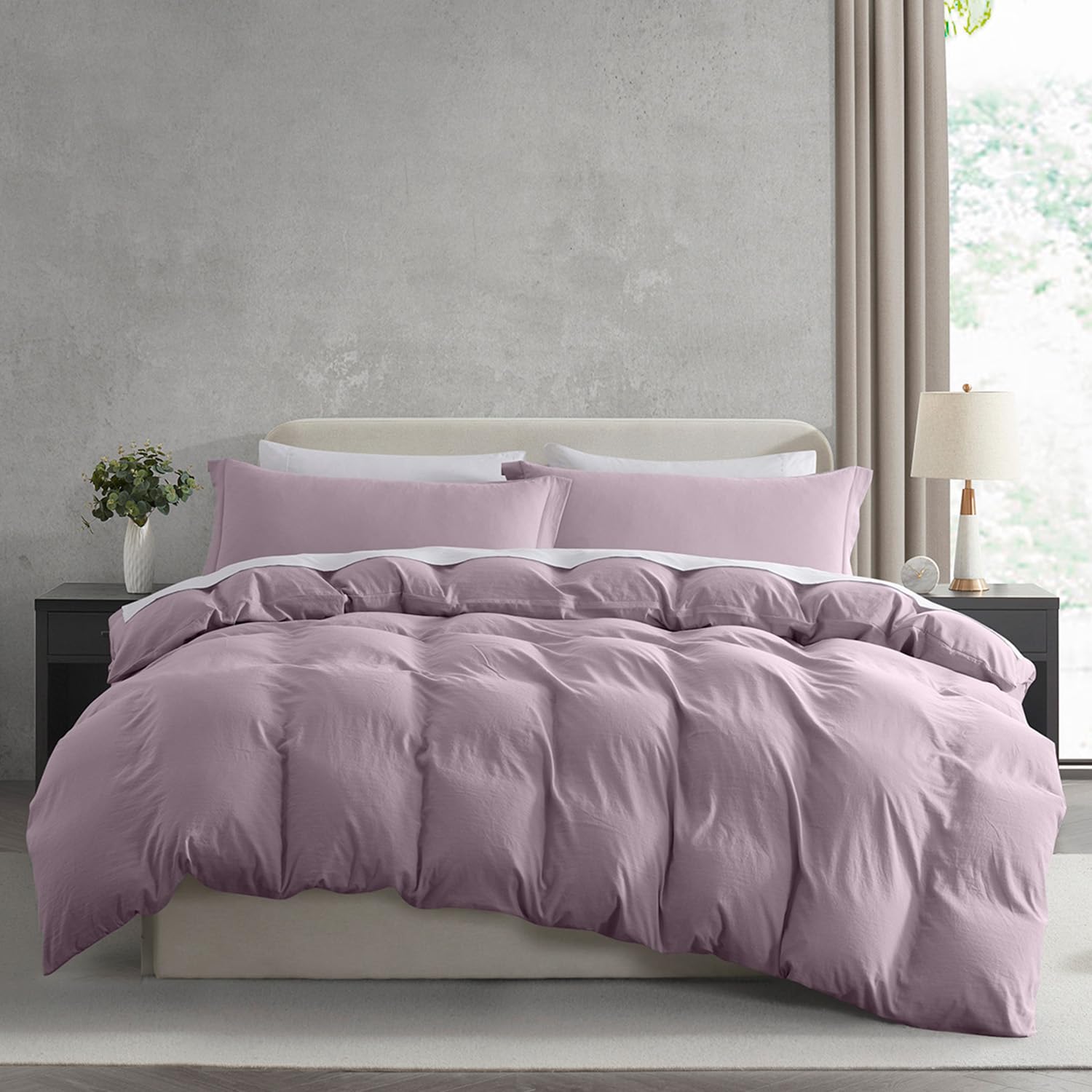 Nestl Twin Duvet Cover Set - Soft Double Brushed Dusty Purple Duvet Cover Twin/Twin XL, 2 Piece, with Zipper Closure, 1 Duvet Cover 68x90 inches and 1 Pillow Sham