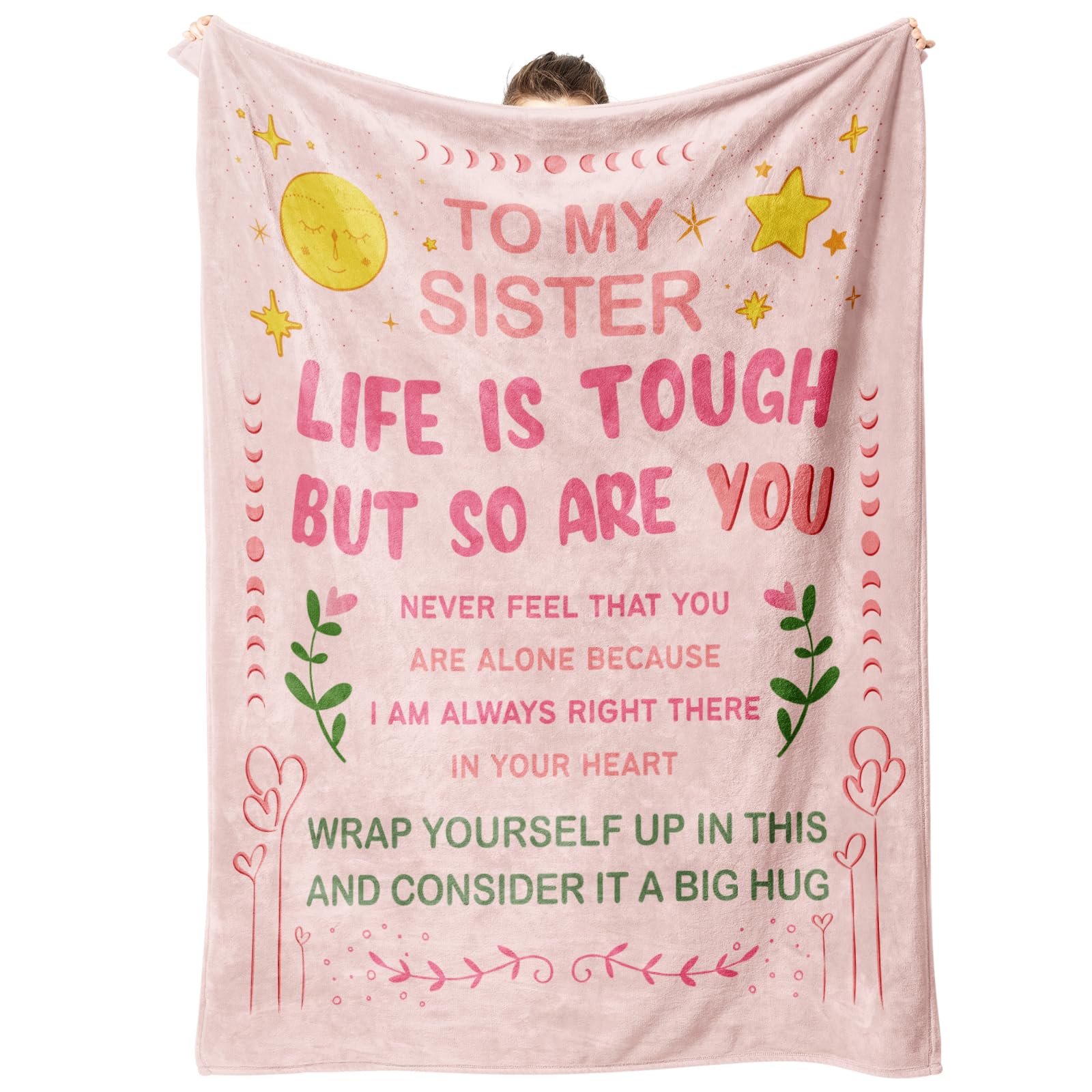 Cadeau d'anniversaire pour sœur : grand plaid rose de 203,2 x 152,4 cm