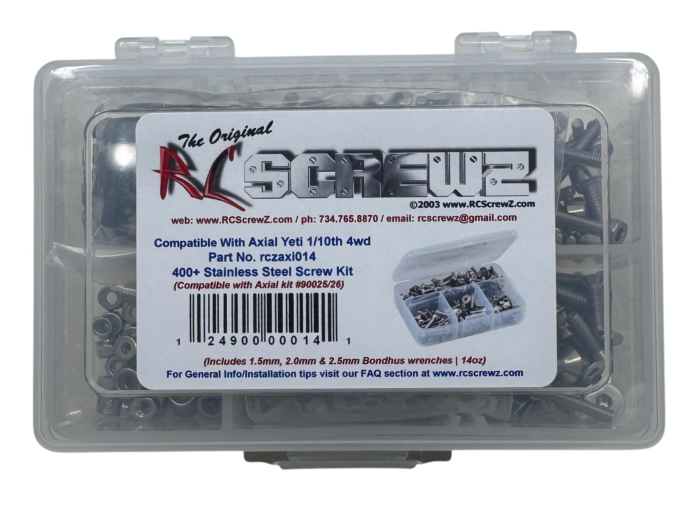 Axi014 - Compatible with Axial Racing Yeti 1/10th RTR Stainless Steel Screw Kit