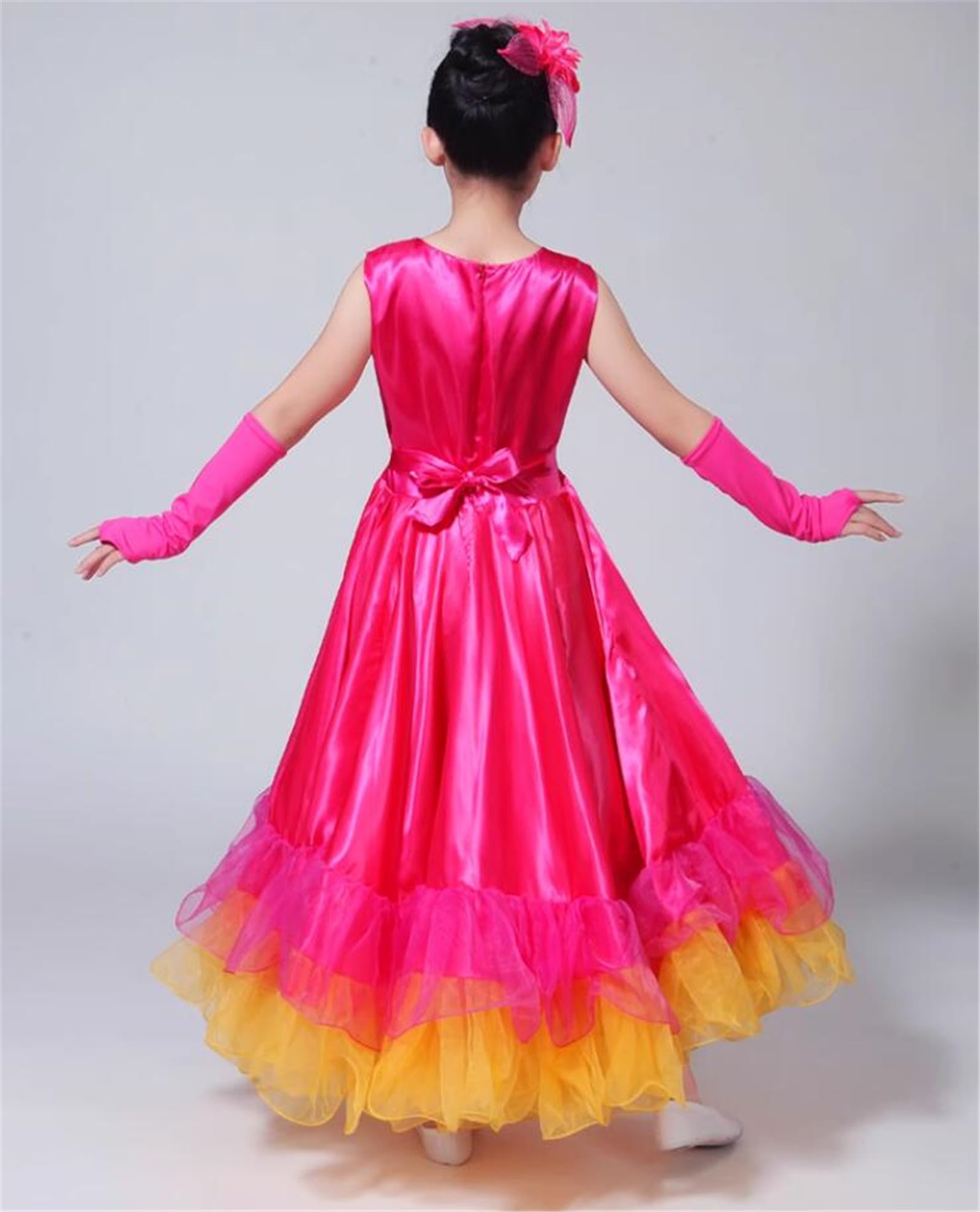 EFLALYHG Ragazza Spagna Abito Gonne di Flamenco Costumi di Danza Gonna zingara Spagnola Danza Coro di Fiori Abbigliamento per spettacoli teatrali per Donna