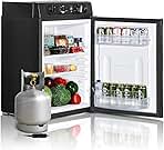 SMETA Propane Refrigerator 12v Mini Fridge 3-Way Gas RV Fridge without Freezer for Car Camper Truck Trailer Off Grid Refrigerators, 110V/12V/Gas RV Refrigerator, 1.4 Cu.Ft, Black 40L