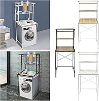 Vista 7 de Soporte apilable para lavadora y secadora, estante de almacenamiento para secadora con estante de 3 niveles, estante de almacenamiento para lavadora
