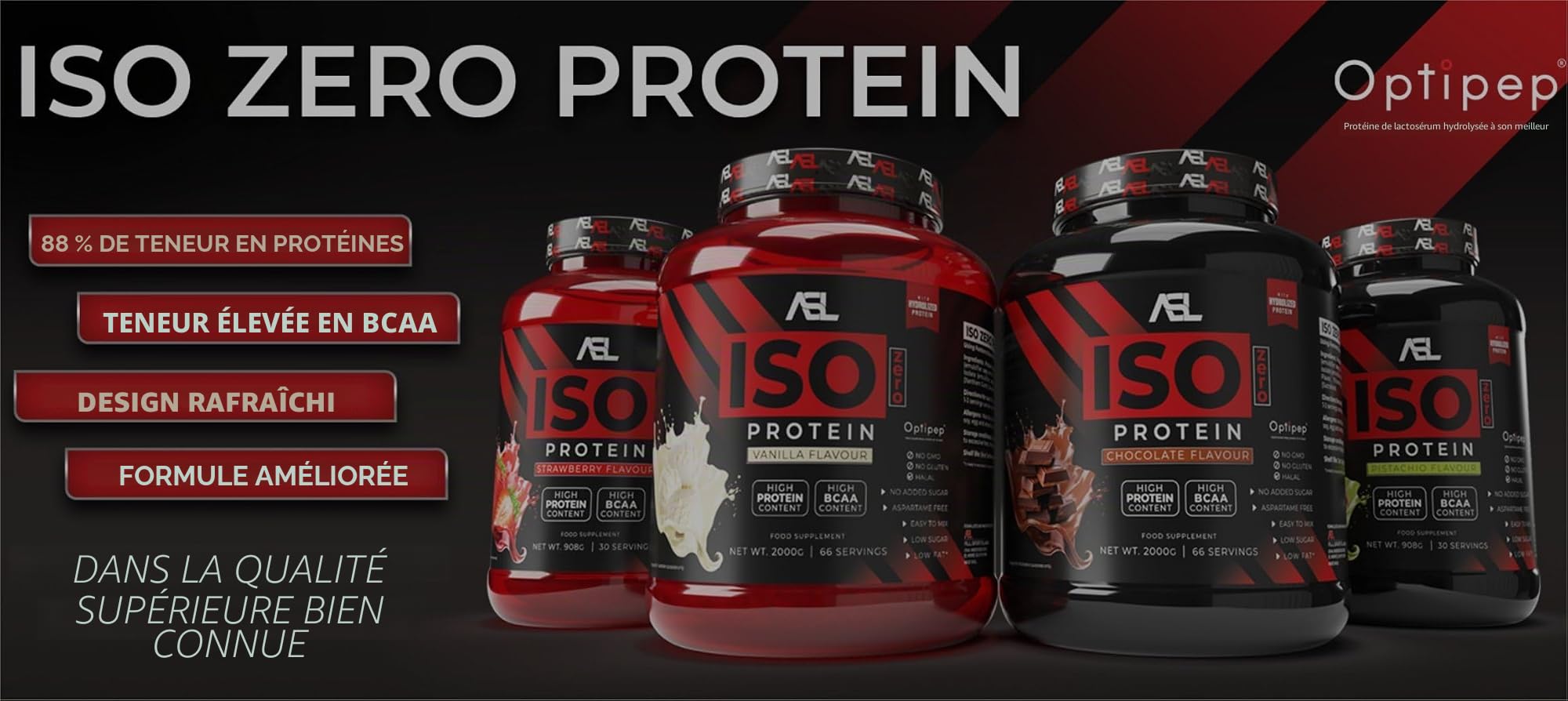 All Sports Labs Iso Zero Protéine – Chocolat – Isolat & Hydrolysat de Whey (Optipep®) – 88% Protéines – Faible en Sucres – Idéal Sèche & Récupération Musculaire – 908 g
