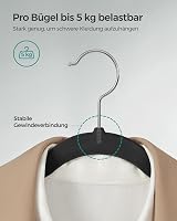 Umerașe SONGMICS din catifea, 50 bucăți, antiderapante, negru intens, cu decupaje pentru umeri și bară pentru pantaloni, cârlig rotativ la 360 de grade, grosime 0,6 cm, lățime 43 cm, CRF029B 6