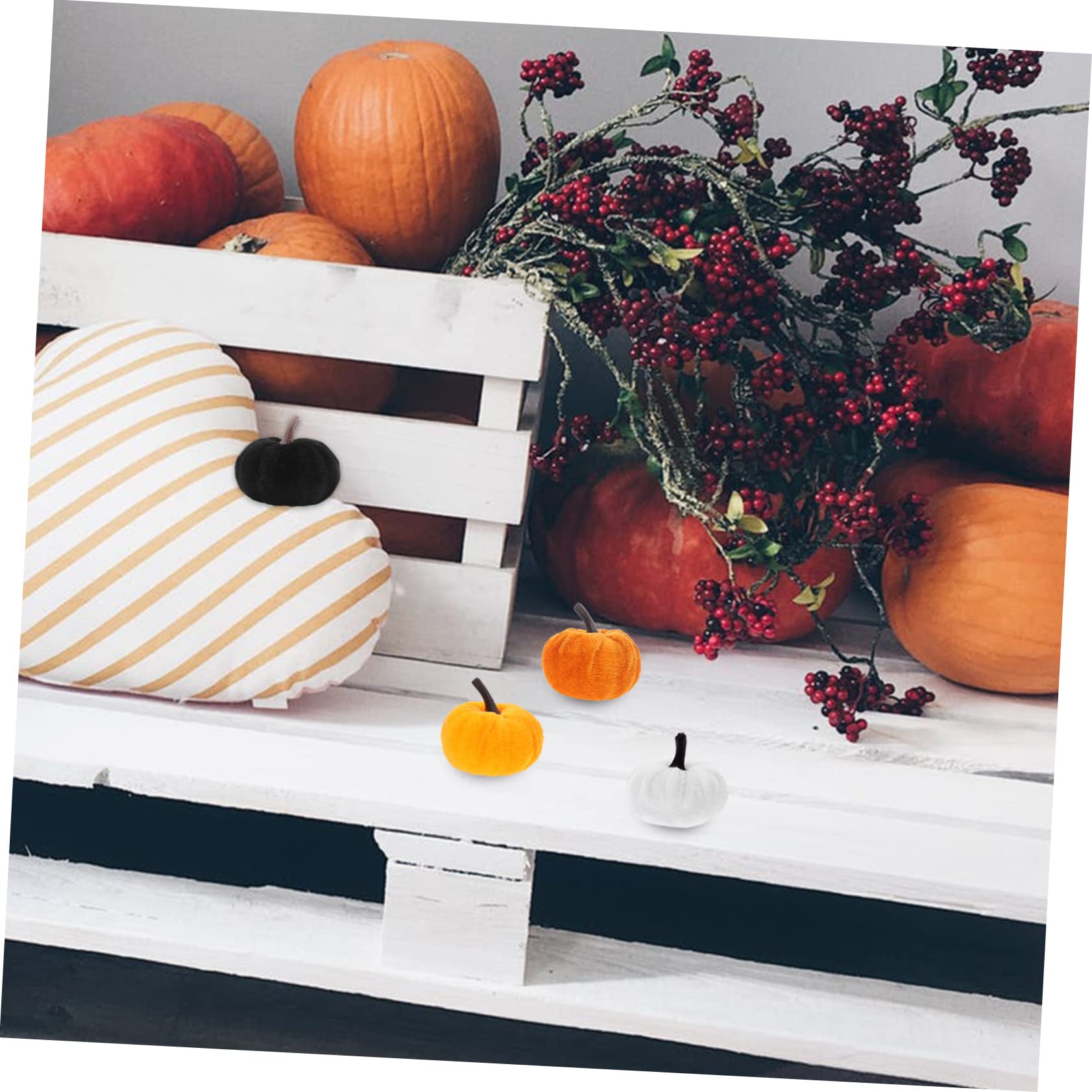TOPBATHY 50 Stück Flanell-Kürbis Kleiner Herbstkürbis herbstliche Dekoration Halloween Dekoration Halloween- Autumn Decor Plüsch gefälschter lebensechter Stoff