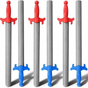 Liberty Imports 6 PCS Giant Foam Swords, Large 11 Scale Strong Toy Weapons, Kids Medieval Warrior Knights Pretend Play Safe Fighting Set - Red vs Blue 30 Inches