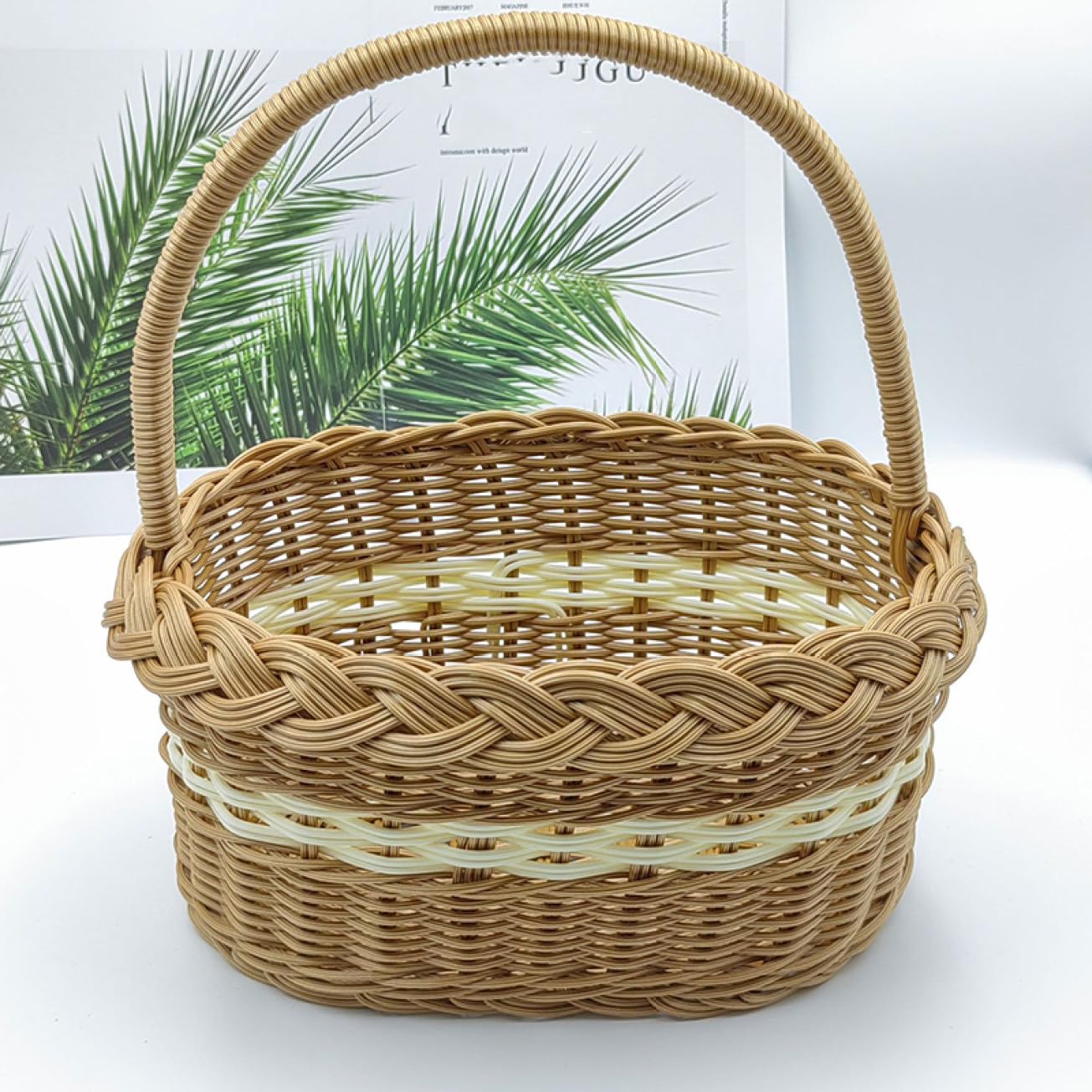 Amazon｜NJNEW 籐 ピクニックバスケット かごバッグ 買い物かご 荷物