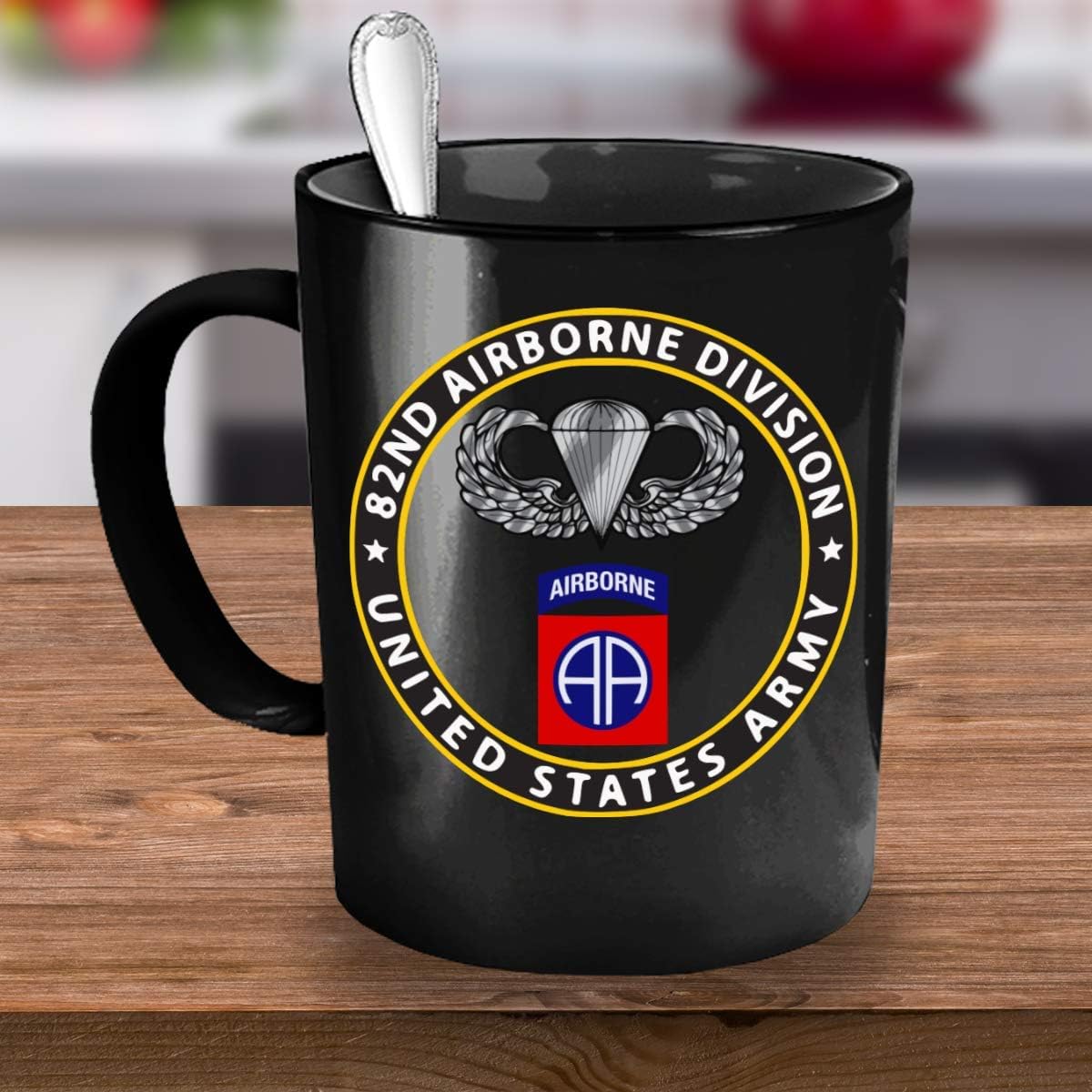 Amazon.com: U.S. Army 82nd Airborne Division Coffee Mug - Paratrooper Wings  (Black, 15oz) : Home & Kitchen